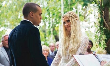 Ashlee Simpson and her Husband Evan Ross exchanging wedding vows at their big day